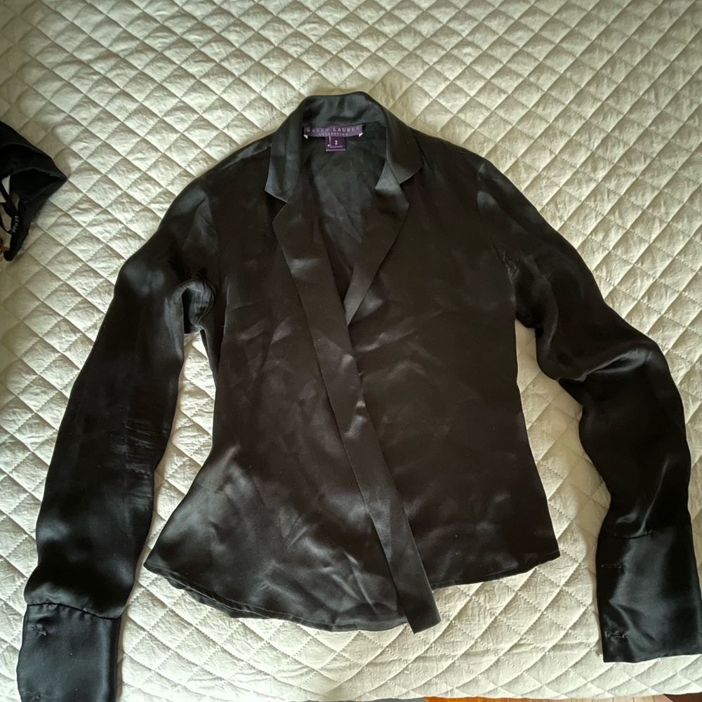 Ralph Lauren Purple Collection Silk Blouse Sz 2
